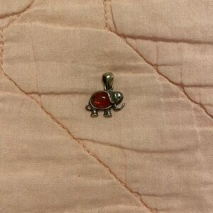 Sterling Elephant Pendant with amber